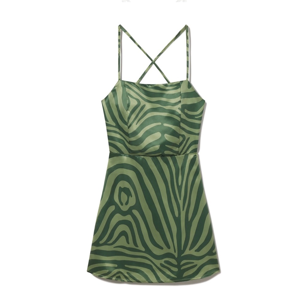 INAMORATA Varick Dress Olive Zebra SMALL